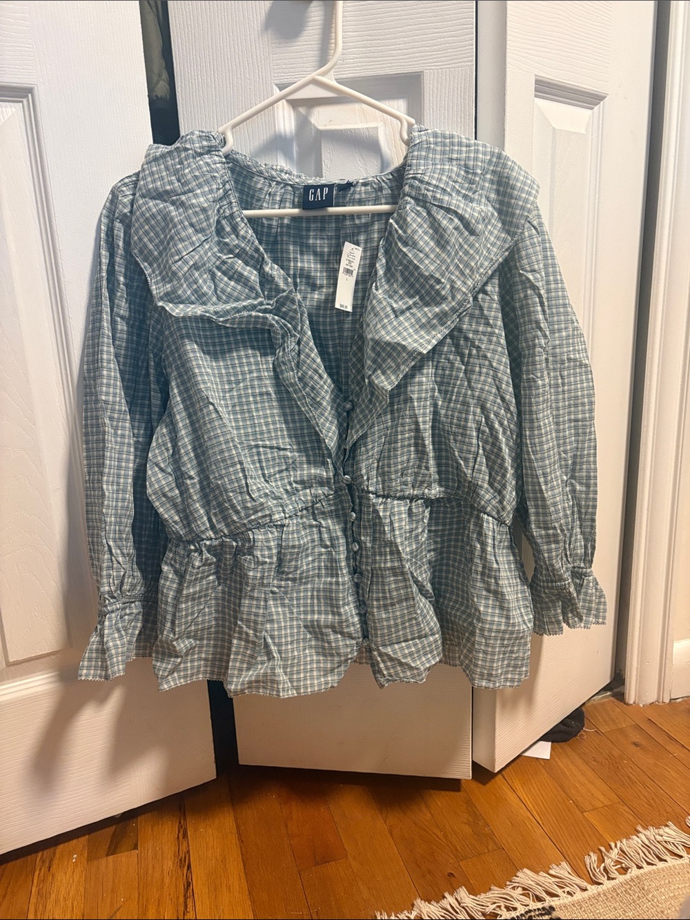 NWT plaid cotton peasant blouse